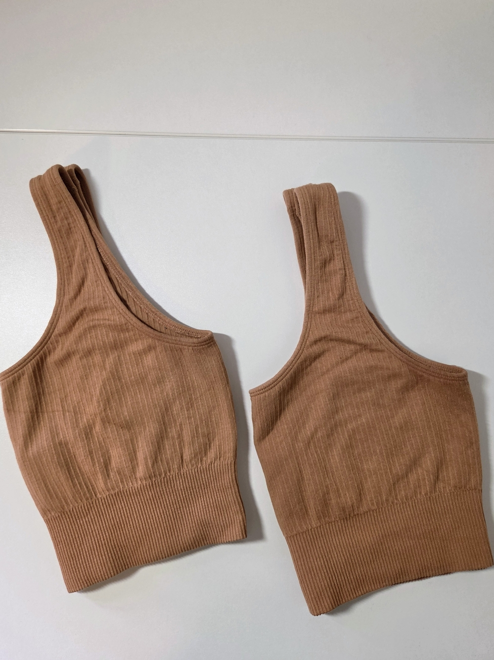 BOODY Set Of 2 - Organic Bamboo Ribbed Seamless Bras - Nude Beige - Medium